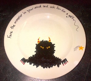 If I had a coat of arms and motto, this would be it. But I don’t, so instead, I made myself a dinner plate.   